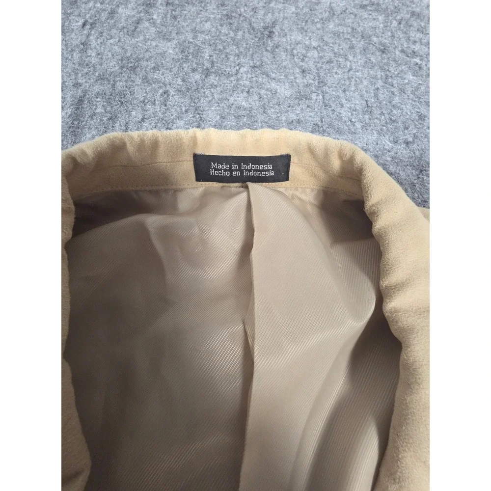 Stafford Faux Suede Blazer Mens Tan Camel 3 Button Sport Coat Jacket Notch 42R
